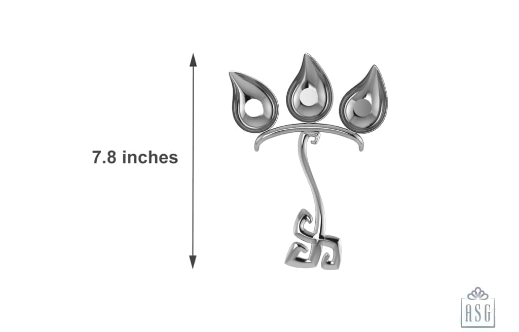 Silver Plated Swastik Three Diya For Pooja - Isvara Pooja Items