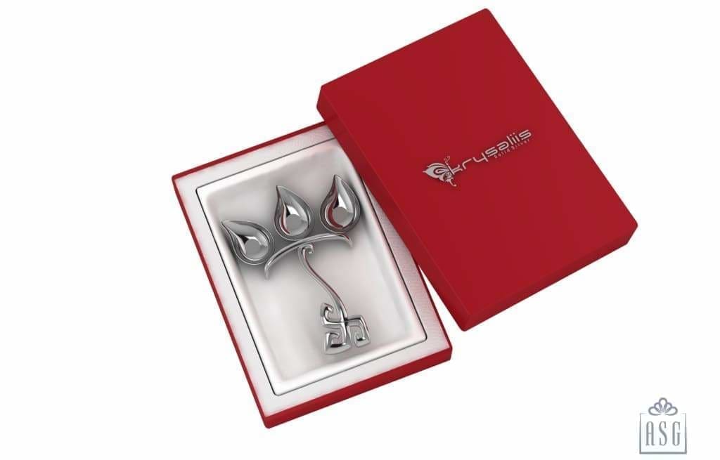 Silver Plated Swastik Three Diya For Pooja - Isvara Pooja Items