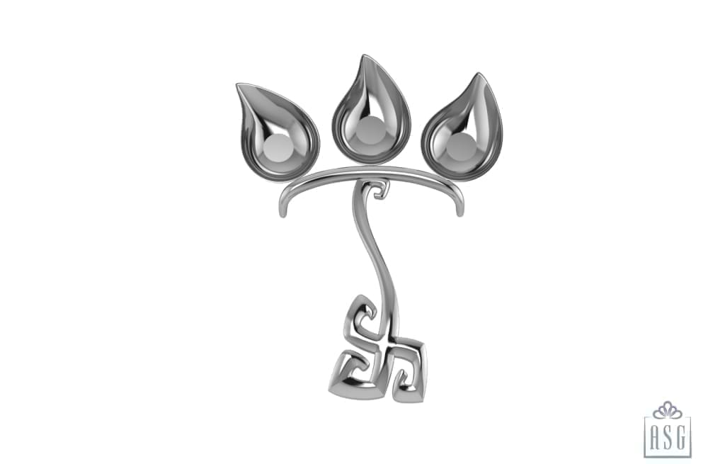 Silver Plated Swastik Three Diya For Pooja - Isvara Pooja Items