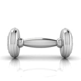 Silver Plated Teddy Beaded Dumbbell Rattle