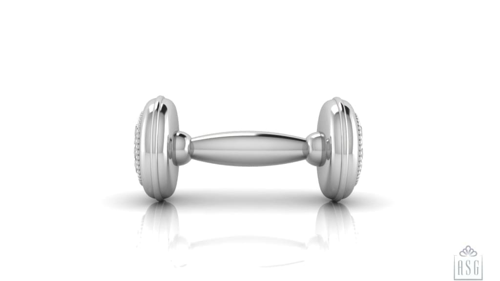 Silver Plated Teddy Beaded Dumbbell Rattle