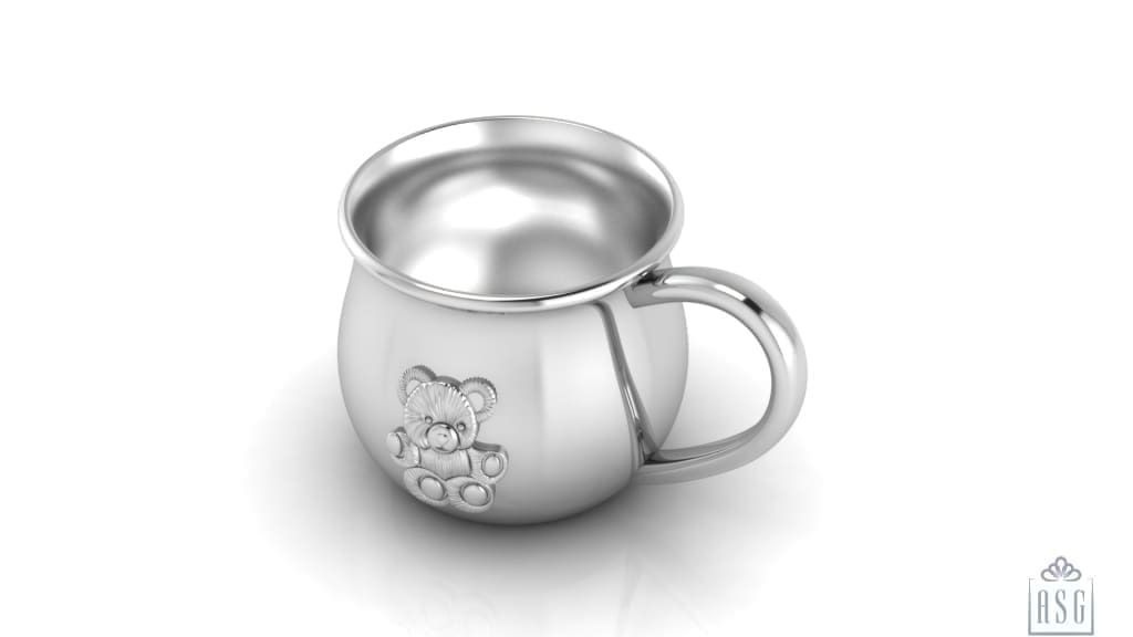 Silver Plated baby Cup with embossed Teddy