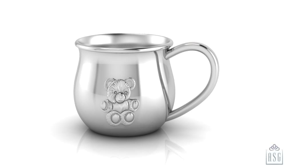 Silver Plated baby Cup with embossed Teddy