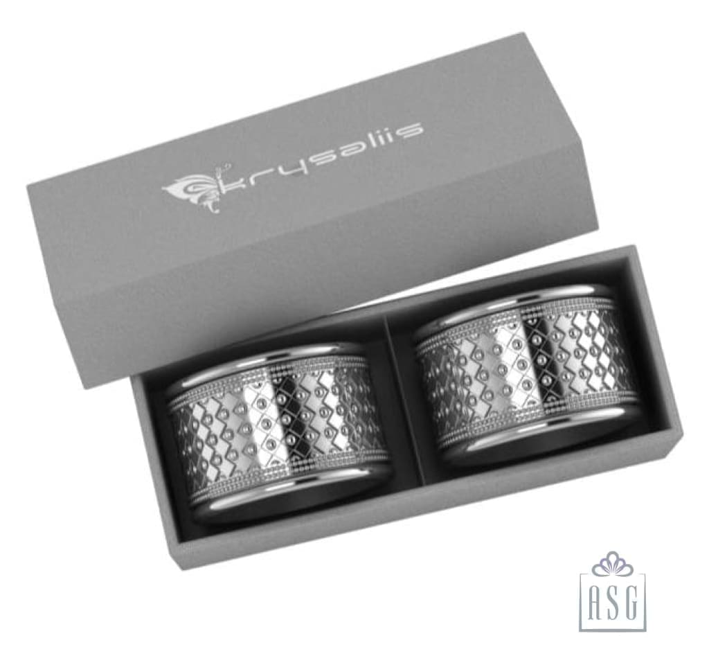Silver Plated Tubulaire Napkin Ring Pair