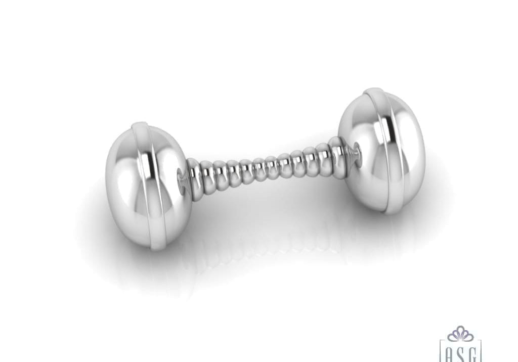 Silver Plated Twisted Dumbbell Baby Rattle