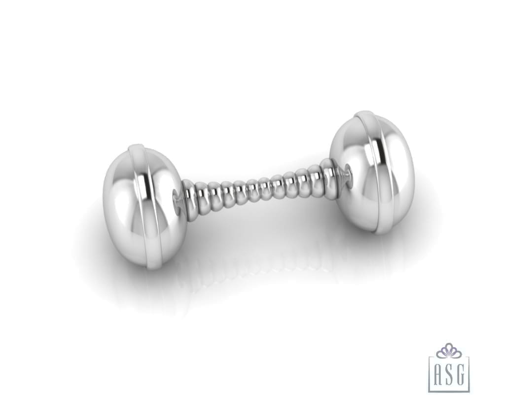 Silver Plated Twisted Dumbbell Baby Rattle