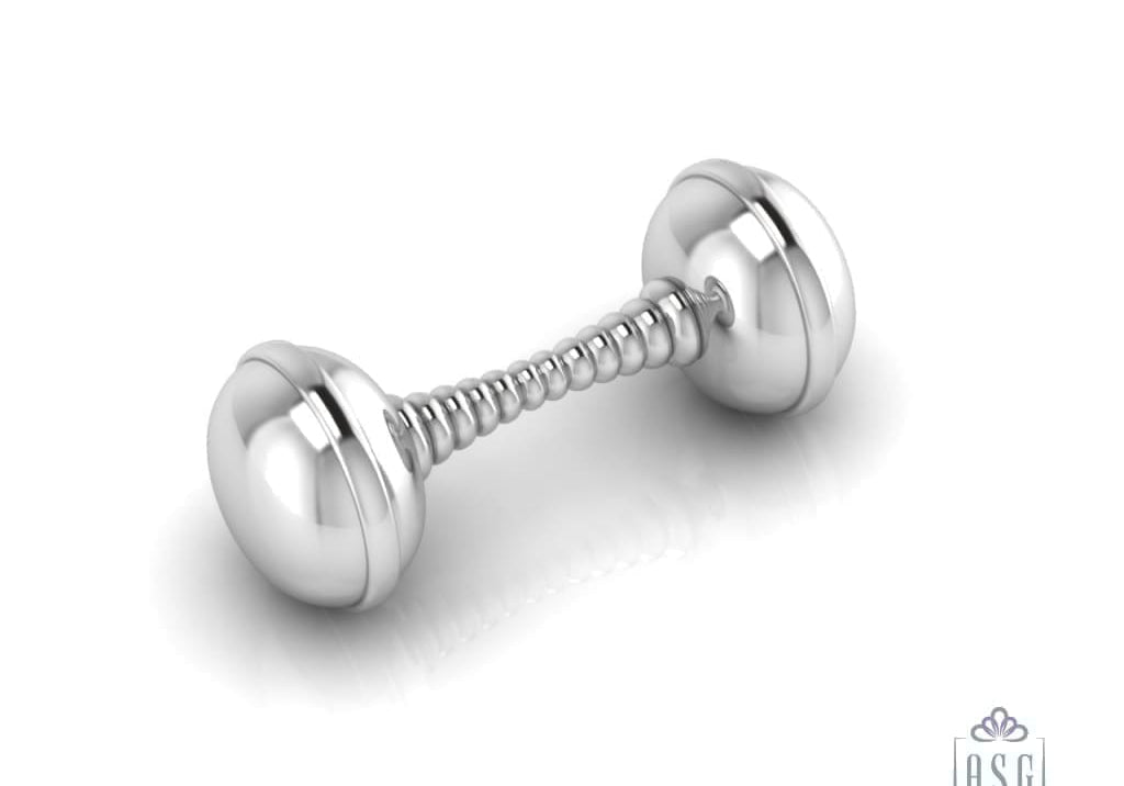 Silver Plated Twisted Dumbbell Baby Rattle