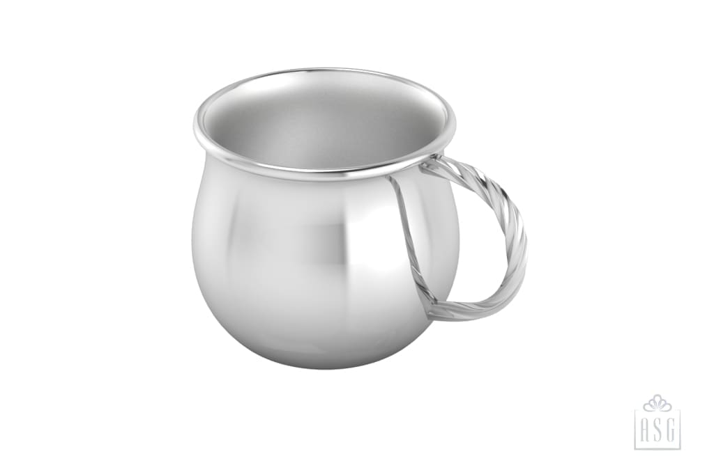 Silver Plated Baby Cup - Bulge with a Twisted handle