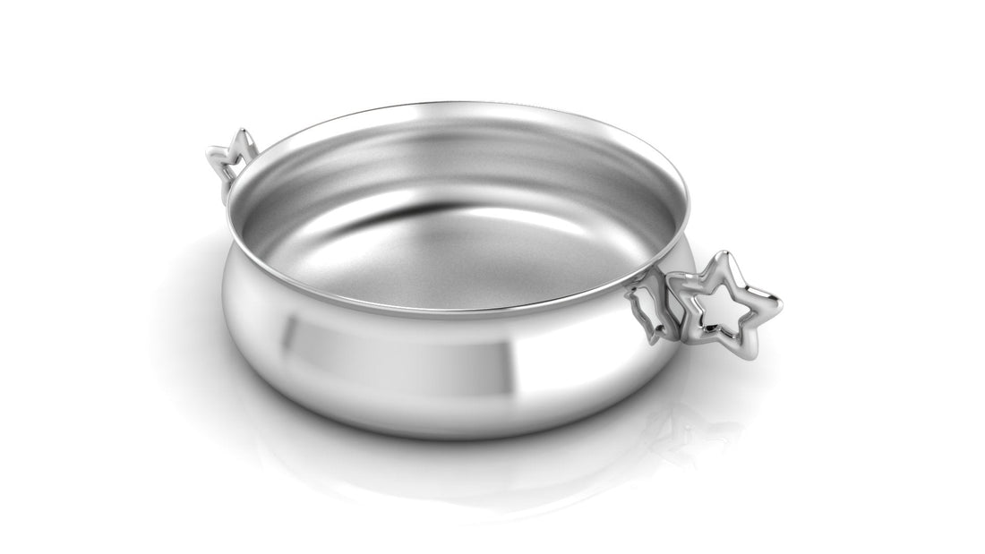 Silver Plated Gift Set For Baby - Hamper With Star Bowl And Spoon Fork Set Blue Hampers
