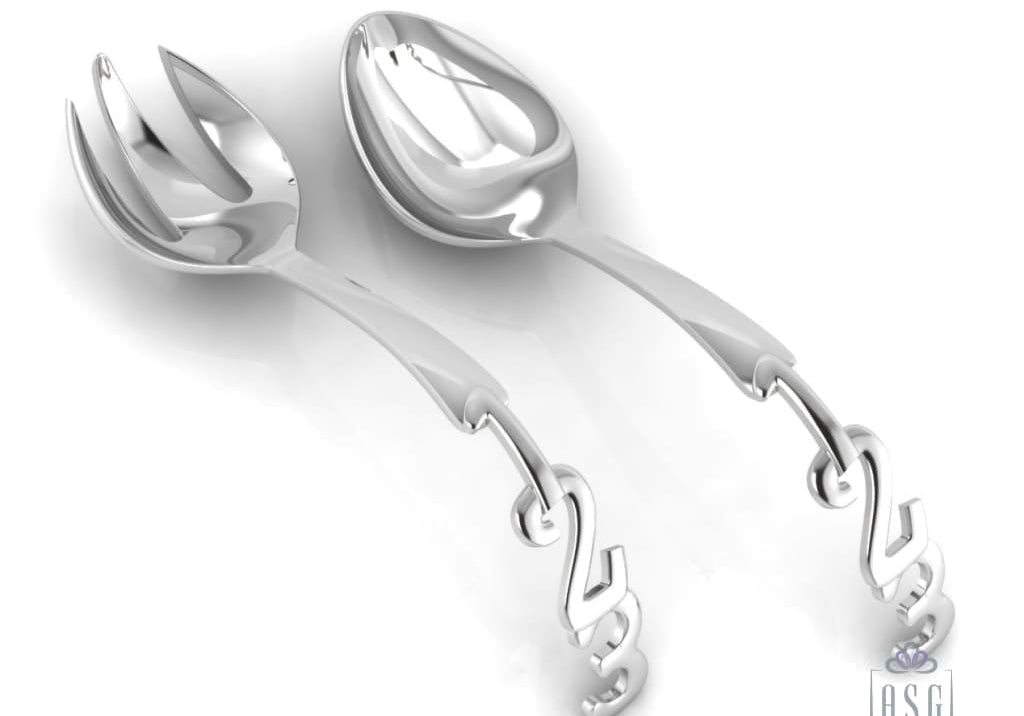 Sterling Silver Spoon & Fork Set - The 123 set