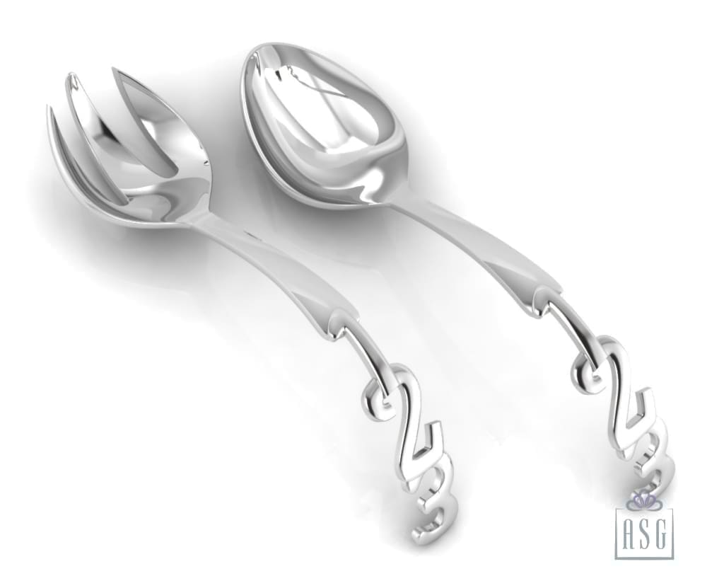 Sterling Silver Spoon & Fork Set - The 123 set