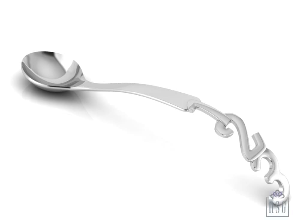 Sterling Silver Spoon for Baby and Child - Curved 123 Handle