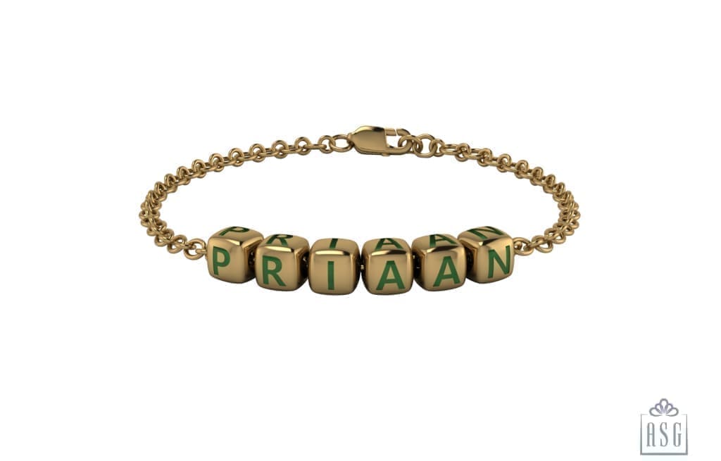 Sterling Silver 18 Kt Gold Plated Dice Babykubes Loose Bracelet For Baby & Child Pink / 4 Babykubes