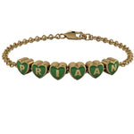 Sterling Silver 18 Kt Gold Plated Heart Babykubes Loose Bracelet For Baby & Child Green / 4