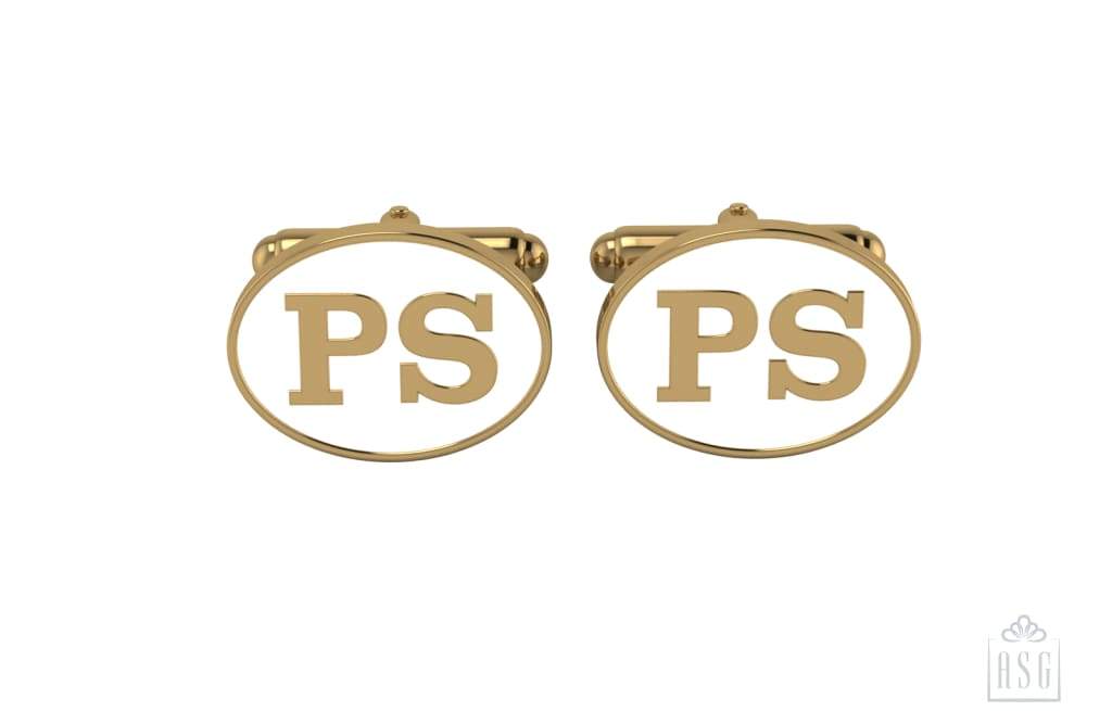 Personalised Sterling Silver Cufflinks Oval With 18 Kt Gold Plating For Men