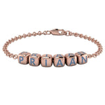 Sterling Silver 18 Kt Pink Gold Plated Dice Babykubes Loose Bracelet For Baby & Child Blue / 4