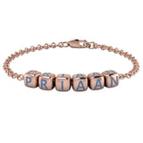 Sterling Silver 18 Kt Pink Gold Plated Dice Babykubes Loose Bracelet For Baby & Child Blue / 4