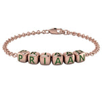 Sterling Silver 18 Kt Pink Gold Plated Dice Babykubes Loose Bracelet For Baby & Child Green / 4