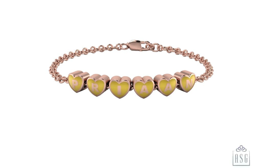 Sterling Silver 18 Kt Pink Gold Plated Heart Babykubes Loose Bracelet For Baby & Child / 4 Babykubes