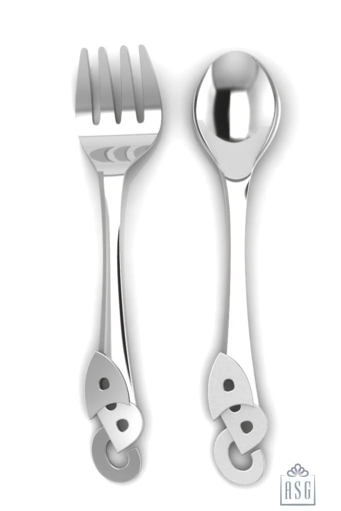 Sterling Silver Baby Spoon & Fork Set - The ABC set