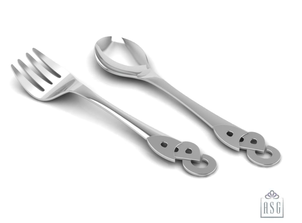 ABC Sterling Silver Baby Spoon and Fork Set by Krysaliis
