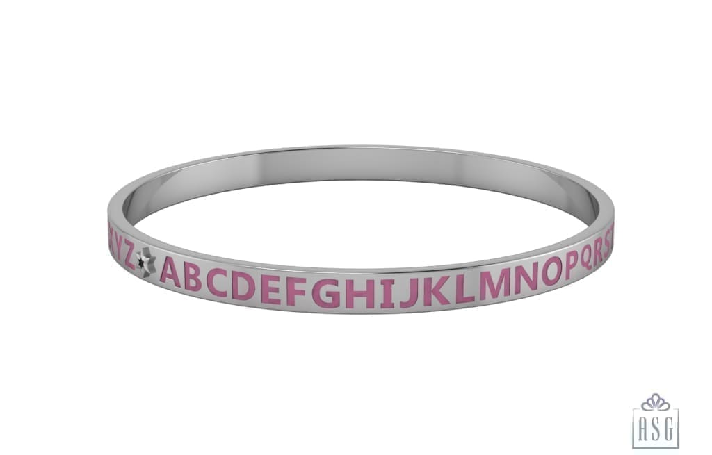 Sterling Silver Alphabet Baby Bangle