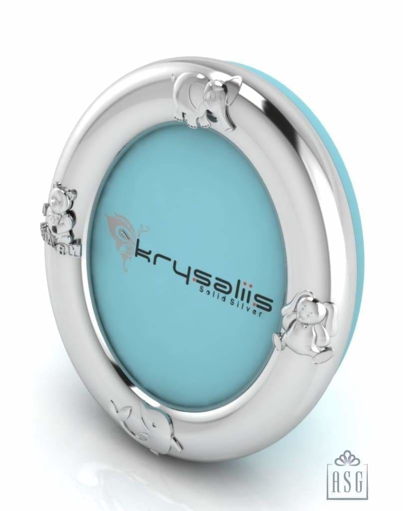 Silver Plated Photo Frame for Baby and Kids - Oval with Animal Motifs