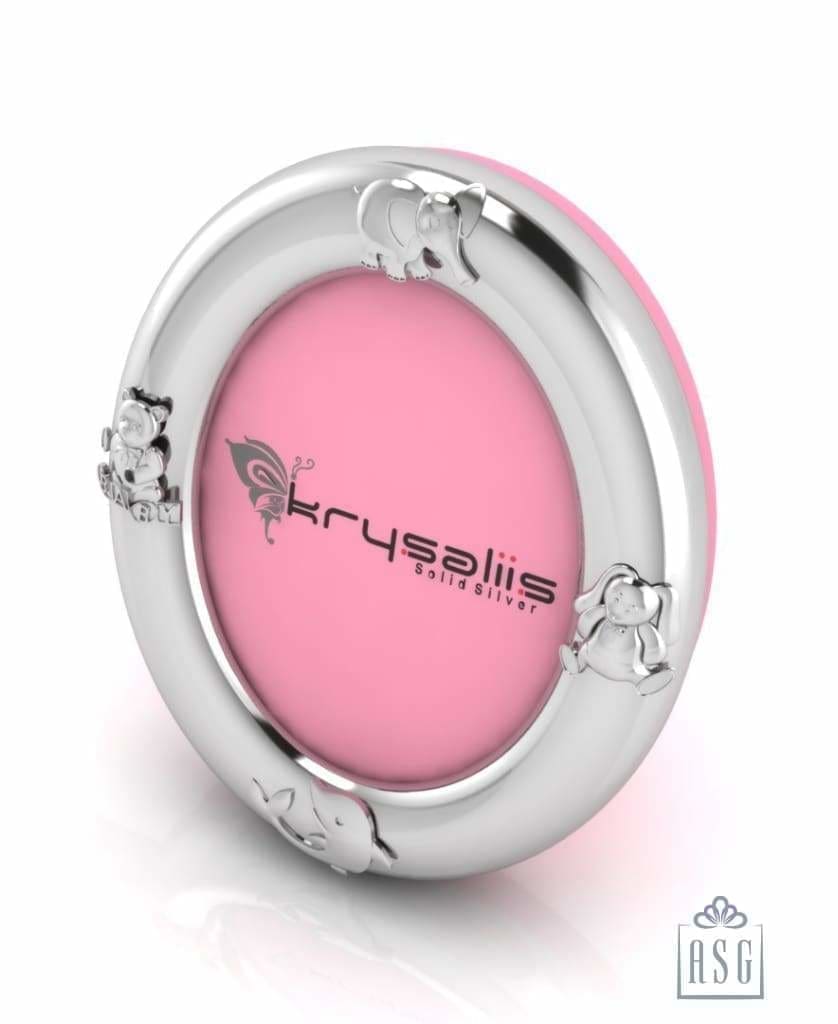 Silver Plated Photo Frame for Baby and Kids - Oval with Animal Motifs