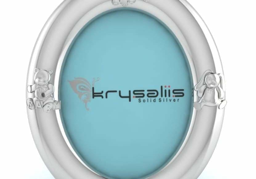 Silver Plated Photo Frame for Baby and Kids - Oval with Animal Motifs