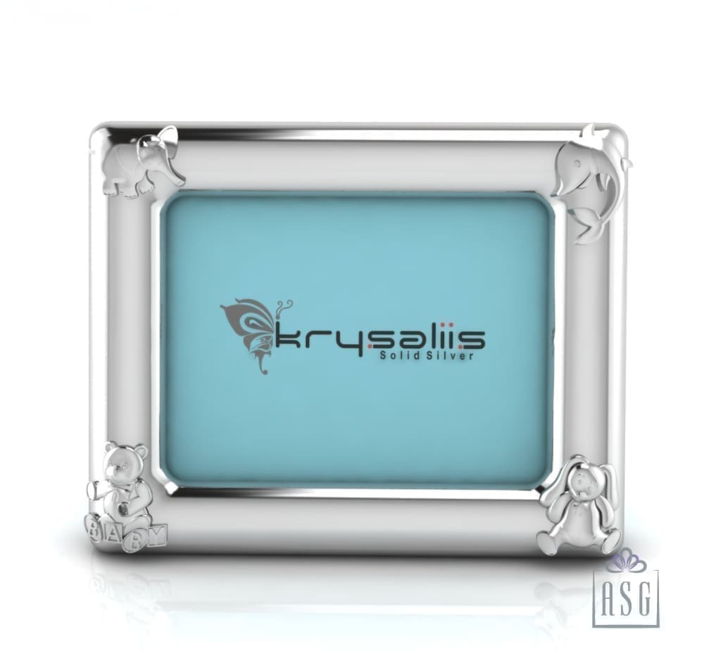 Silver Plated Photo Frame for Baby and Kids - Rectangle with Animal motifs