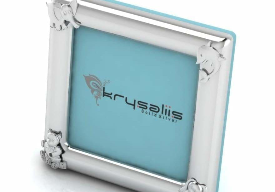 Silver Plated Photo Frame for Baby and Kids - Square with animal motifs