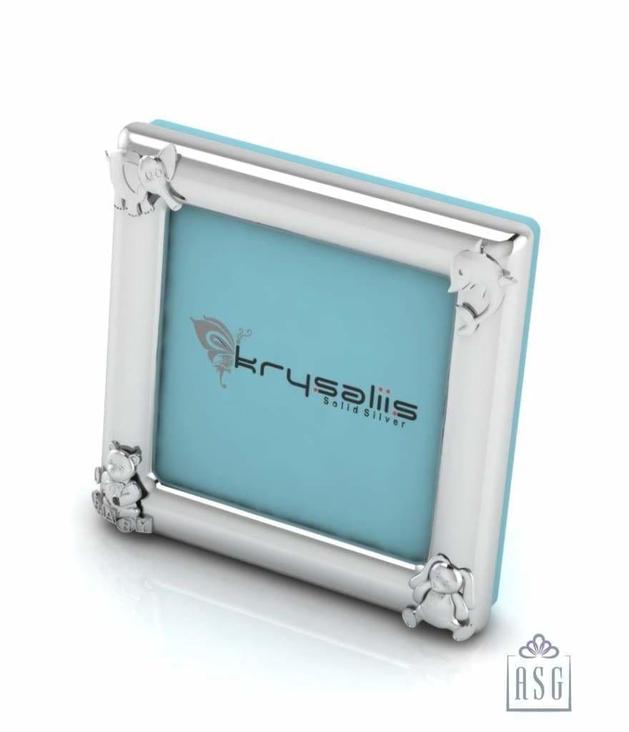Silver Plated Photo Frame for Baby and Kids - Square with animal motifs