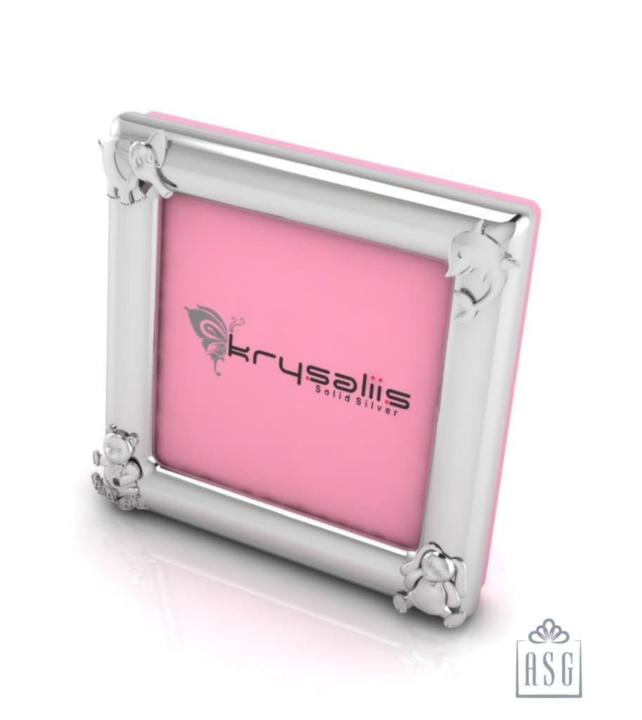 Silver Plated Photo Frame for Baby and Kids - Square with animal motifs