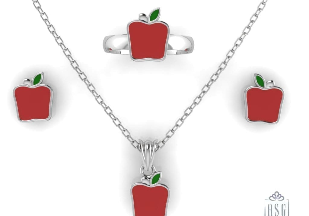 Sterling Silver Apple Baby Jewellery Set