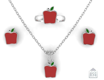 Sterling Silver Apple Baby Jewellery Set