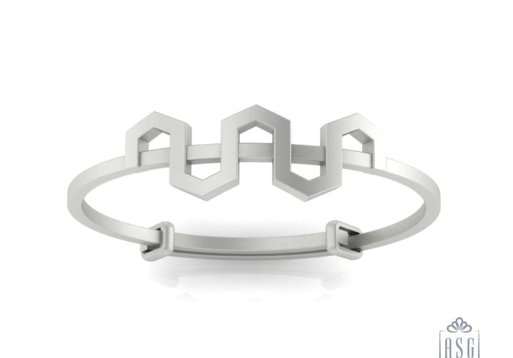 Sterling Silver Baby Bracelet Kada adjustable Art Deco inspired