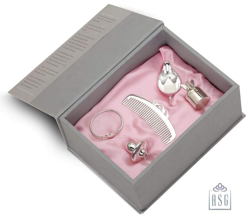 Sterling Silver Gift Set for Baby and Child - 5 Pc Hamper Set