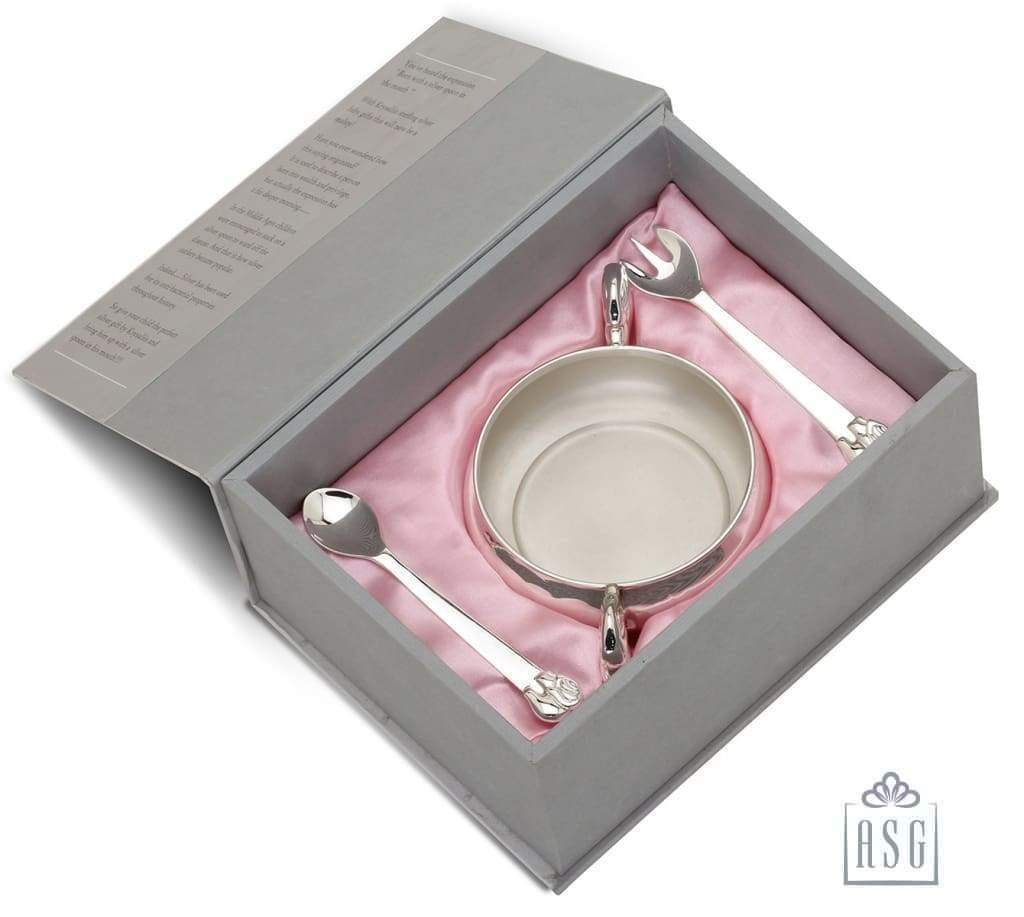 Sterling Silver Feeding Gift Set for Baby and Child - Hamper with Bowl and Spoon set