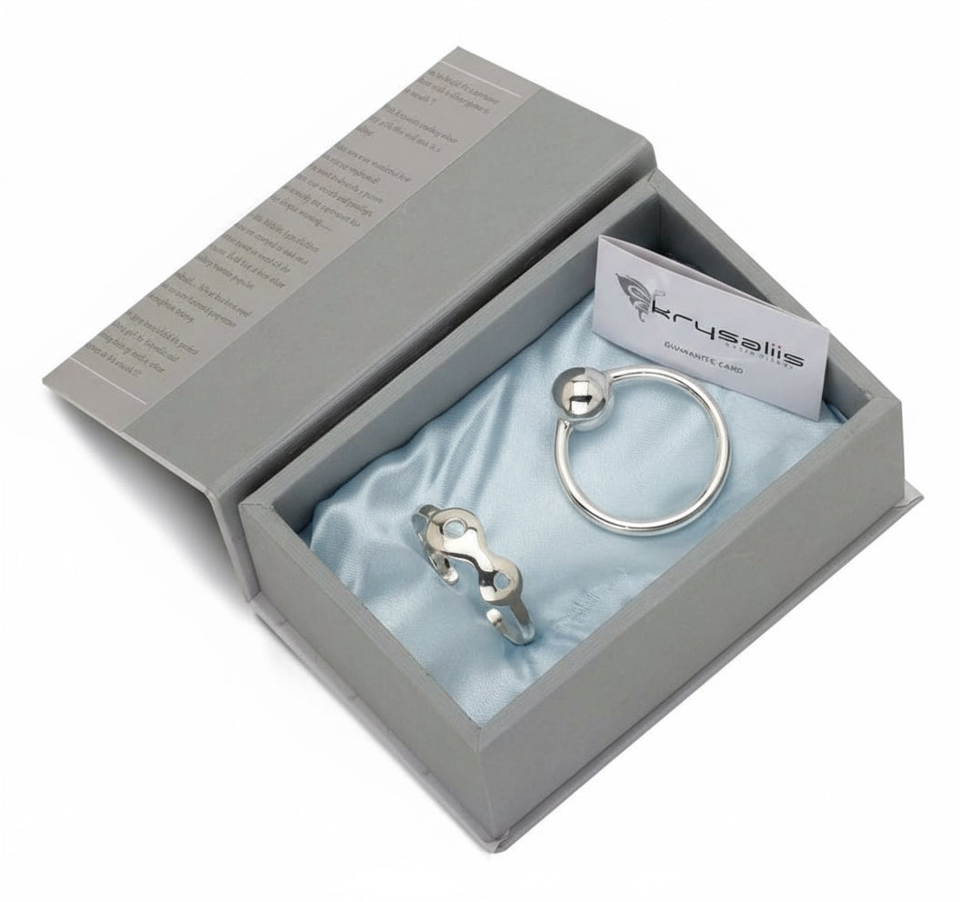 Sterling Silver Gift Set for Baby - Hamper with Bracelet and Rattle