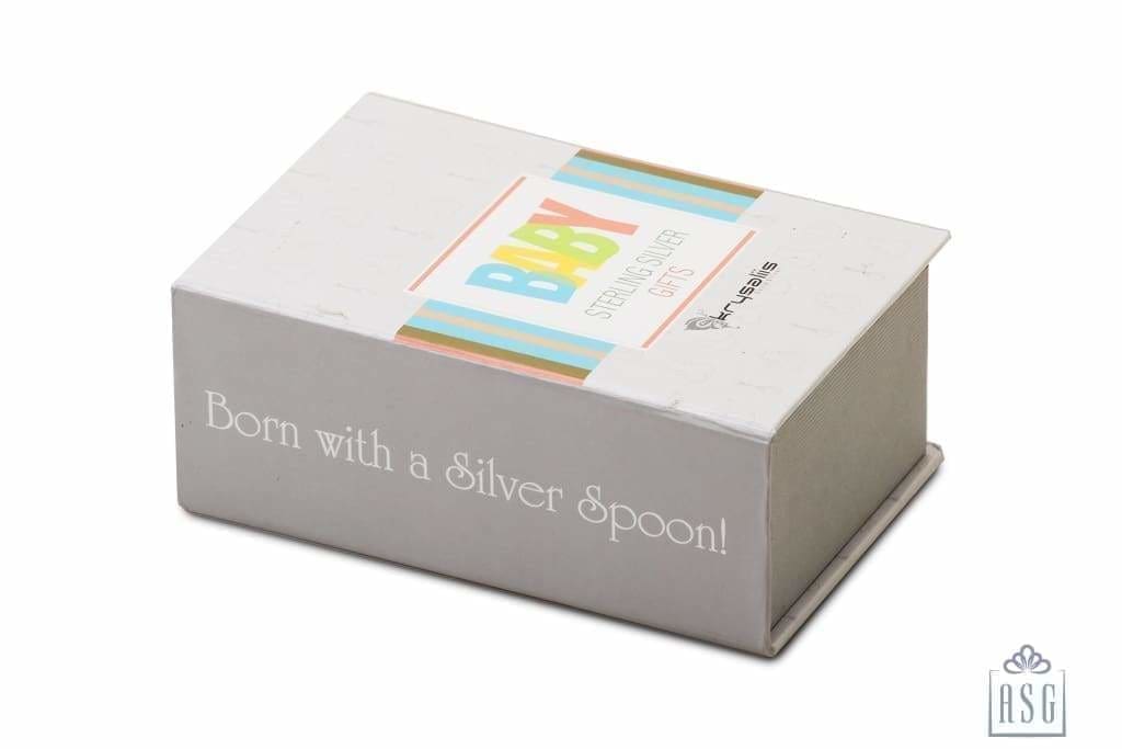 Sterling Silver Gift Set for Baby - Hamper with Feeder and Rattle