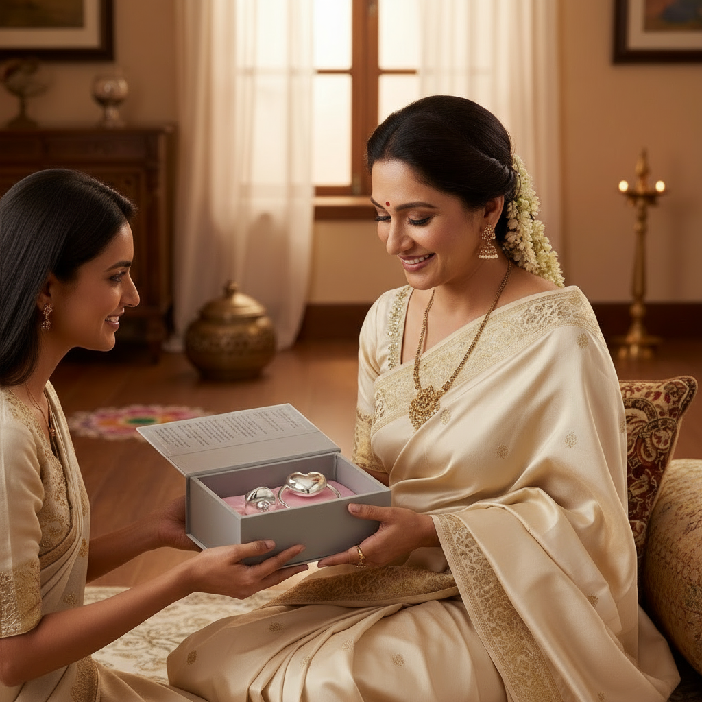 Sterling Silver Infant Toys Gift Set for Baby - Hamper with Rattle and pacifier