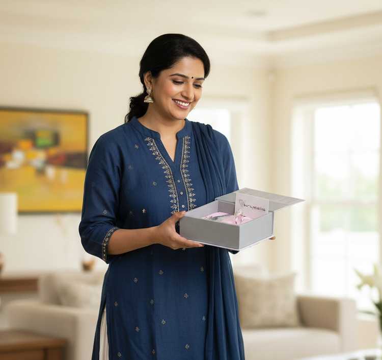 Hamper with Floral ID Cuff Bracelet & Majestic Comb-Engraveable