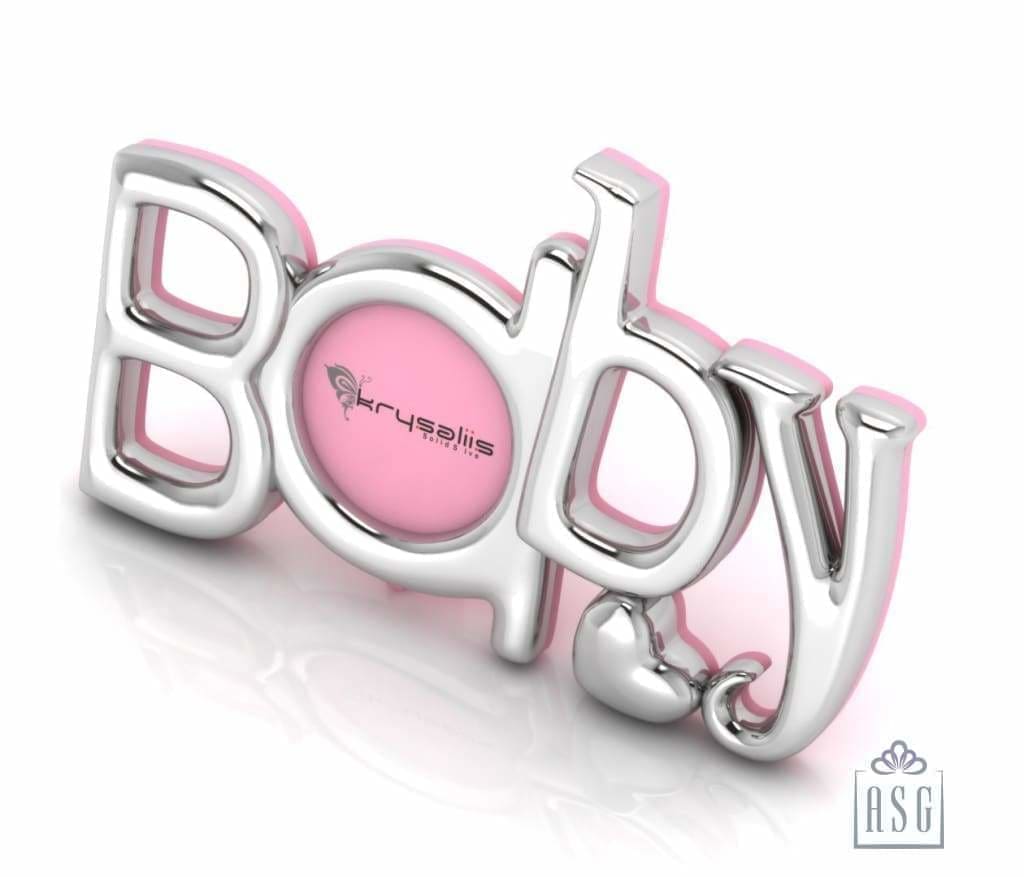 Silver Plated Photo Frame for Baby and Kids - The word BABY