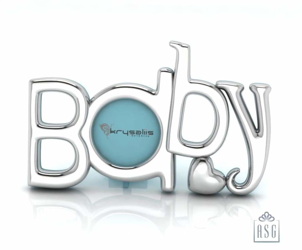 Silver Plated Photo Frame for Baby and Kids - The word BABY