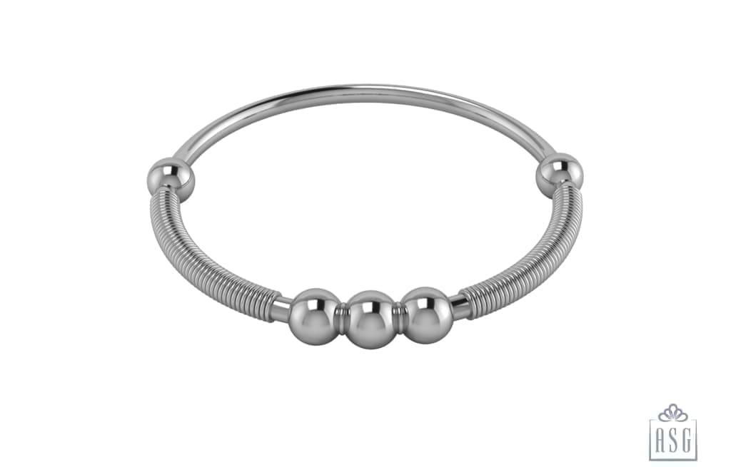 Sterling Silver Balls and Spring Baby Bangle