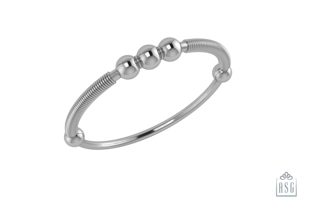 Sterling Silver Balls and Spring Baby Bangle