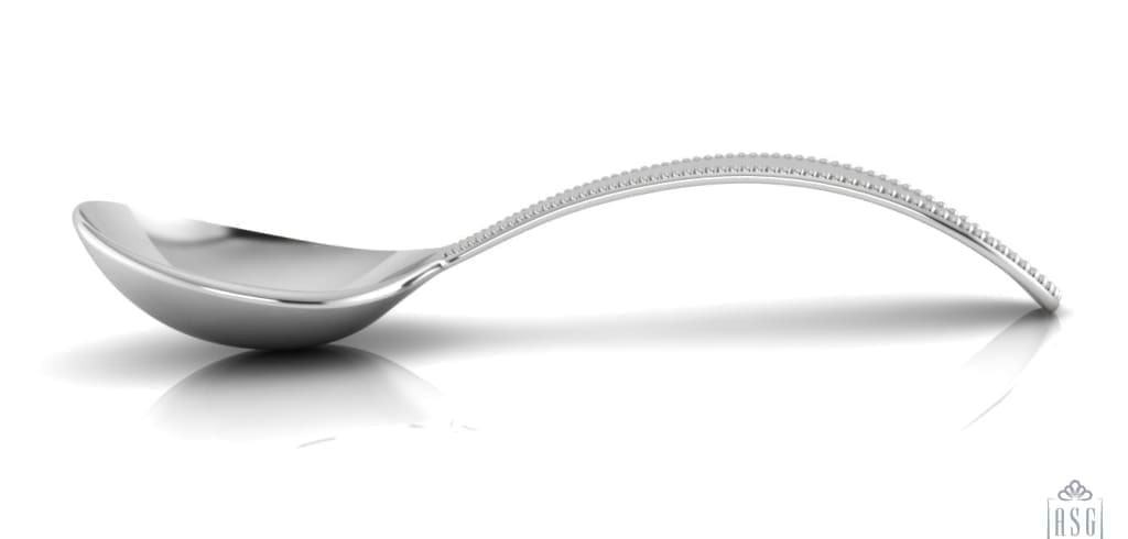 Sterling Silver Baby Spoon & Fork Set - Classic Beaded