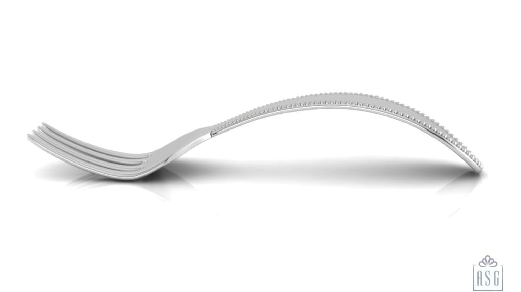 Sterling Silver Baby Spoon & Fork Set - Classic Beaded