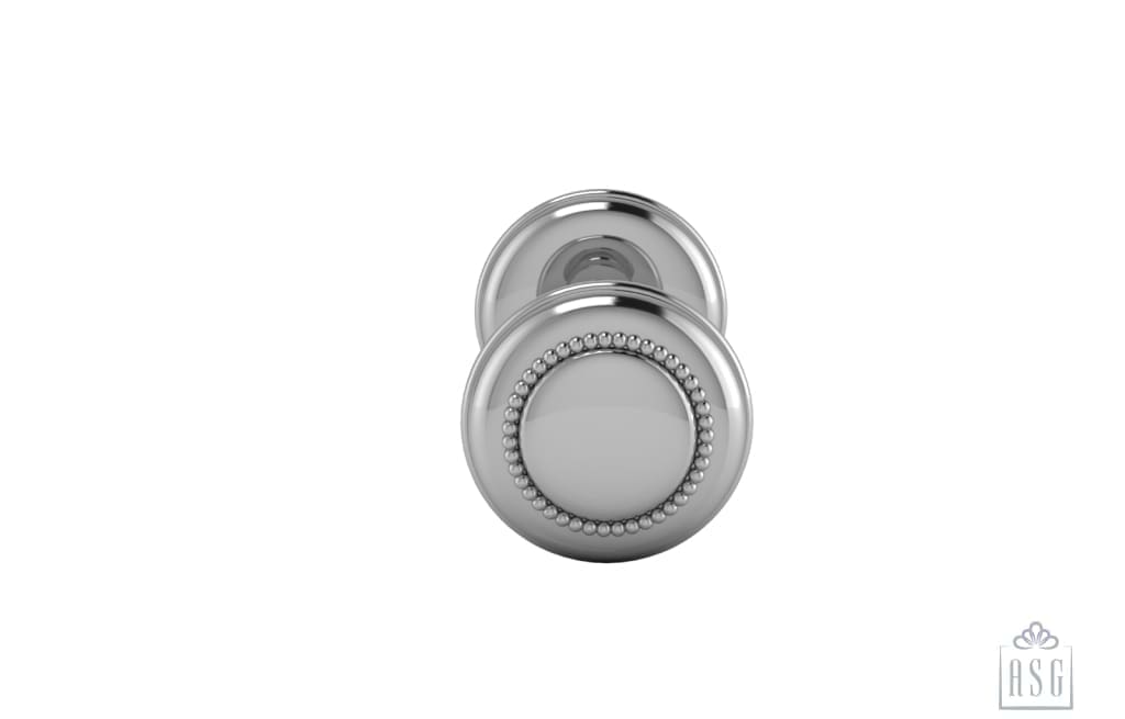 Sterling Silver Beaded Baby Dumbbell Rattle