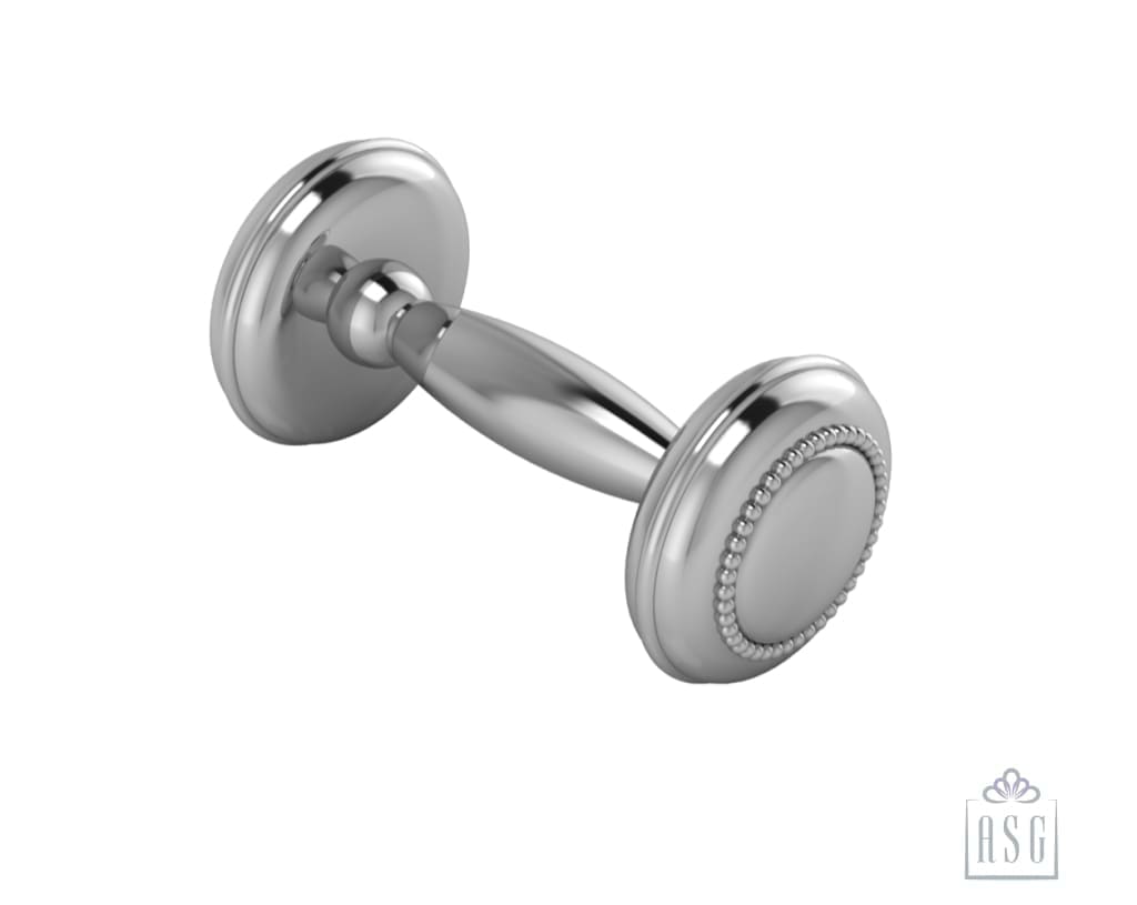 Sterling Silver Beaded Baby Dumbbell Rattle